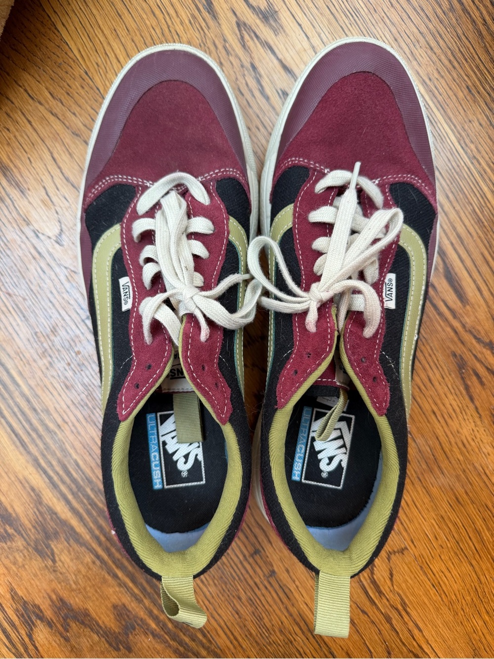 Vans Ultrarange Sneakers in Maroon, Olive & Black